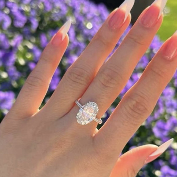 ring Moissanite Engagement Ring 925 silver diamond Set with diamonds official reproductions diamond European size jewelry fashion exquisite gift with 
