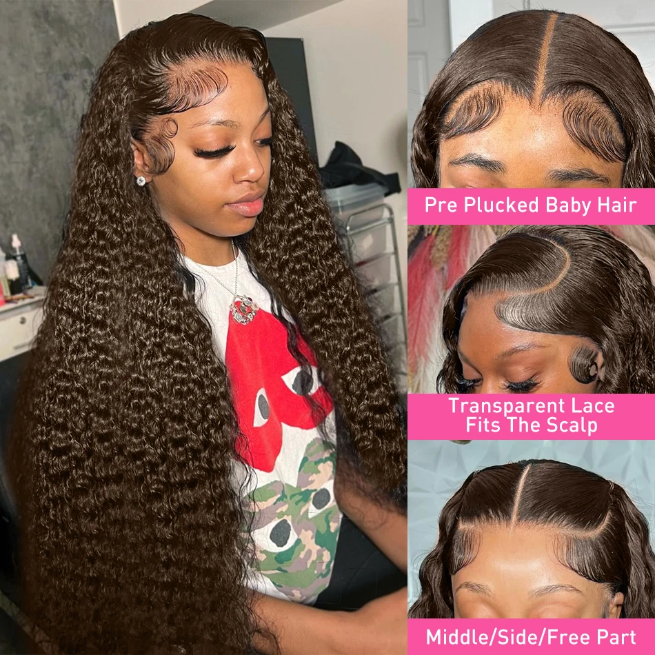 200 Density 30 Inch Highlight Honey Brown Curly HD Lace Front Human Hair 13x4 13x6 Ombre Color Deep Water Wave Frontal Wigs
