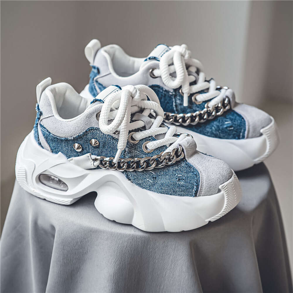 S Shoes Men New Niche Design High Aesthetics Trendy With Thick Sole And Increased Height For Teenagers Durable Denim Dad Ddmysaturn