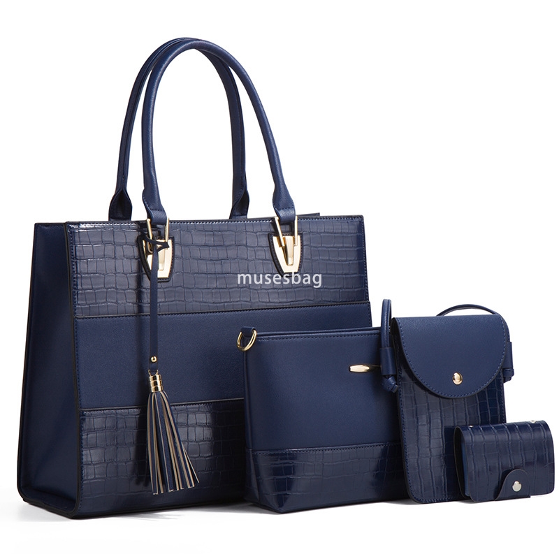 High quality women's designer classic multifunctional large capacity handbag fashionable tassel bag trendy one shoulder diagonal cross four piece