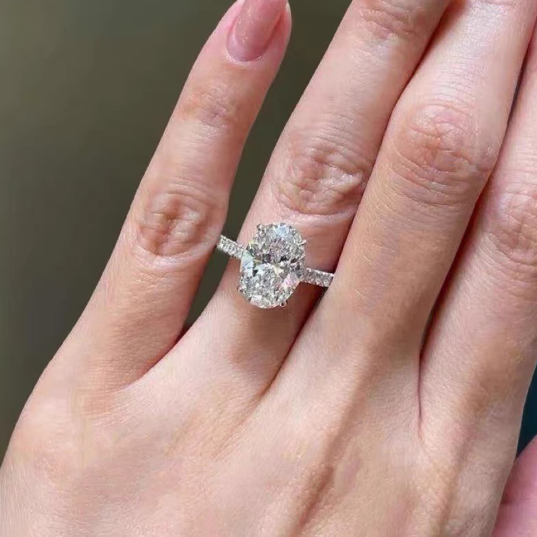 ring Moissanite Engagement Ring 925 silver diamond Set with diamonds official reproductions diamond European size jewelry fashion exquisite gift with 