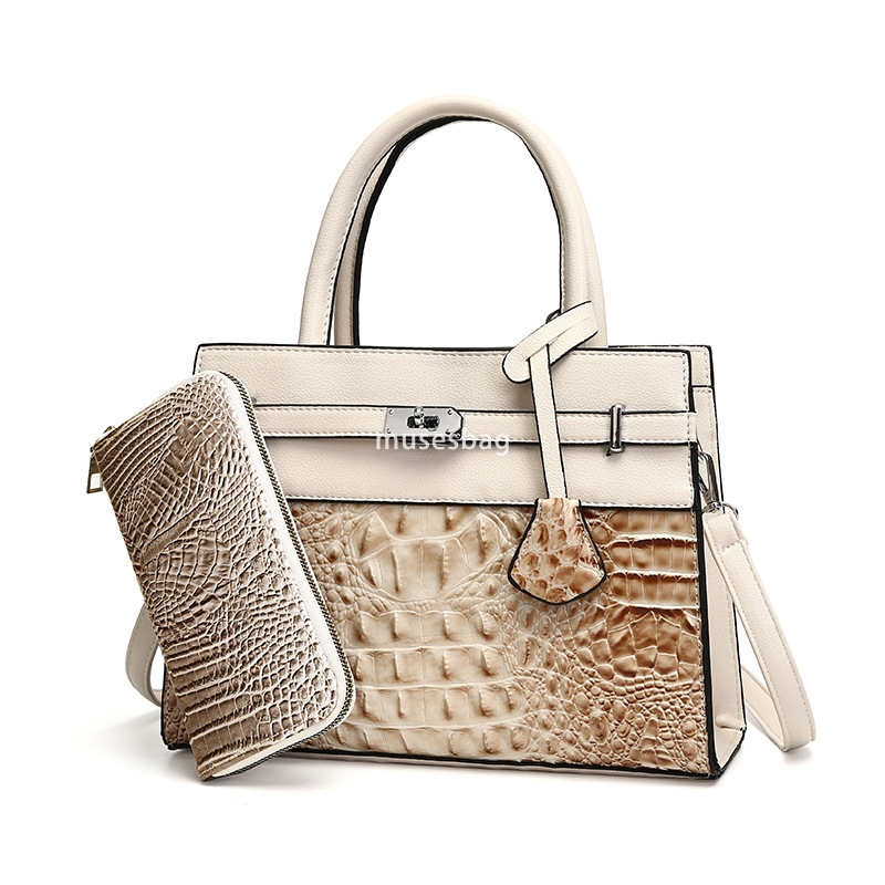 Designer Women High Quality European and American Classic Retro Multi functional Crocodile Pattern Trendy Fashion Large Capacity Versatile Simple Bag 
