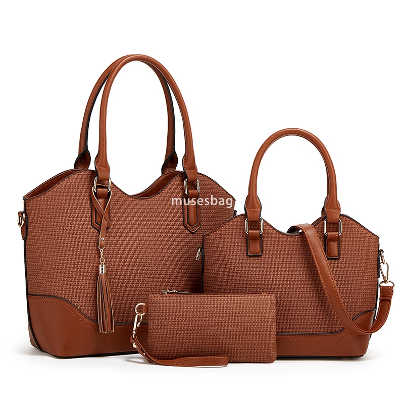 Fashionable Women High Quality Classic Retro Multi functional Casual Large Capacity Lightweight Tote Bag Handbag Oblique Straddle Shoulder Three Piece