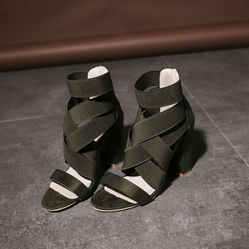Summer Large Size Women S Suede Strap Hollowed Out Fashionable Instagram Sandals Horseshoe Heels Ddmysaturn