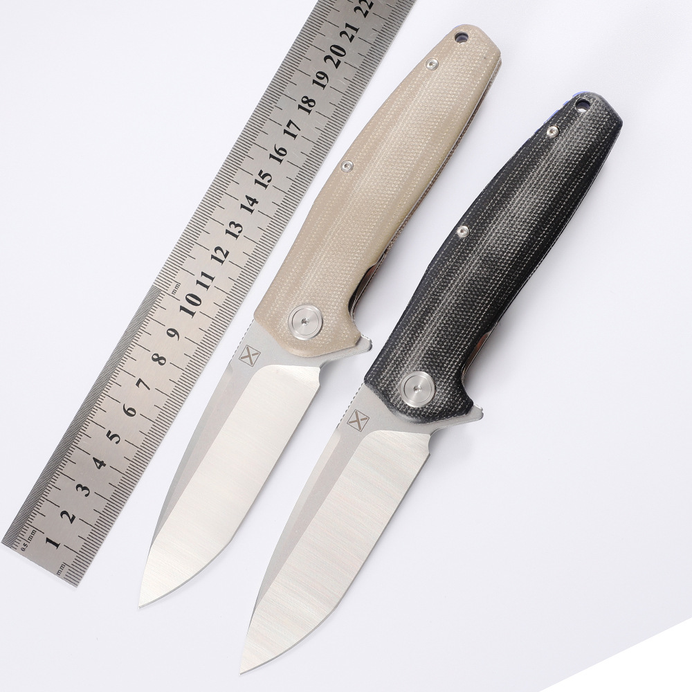 High End Flipper Folding Knife 14C28N Stone Wash Drop Point Blade CNC Micarta Handle Ball Bearing Outdoor Camping Hiking EDC Pocket Knives