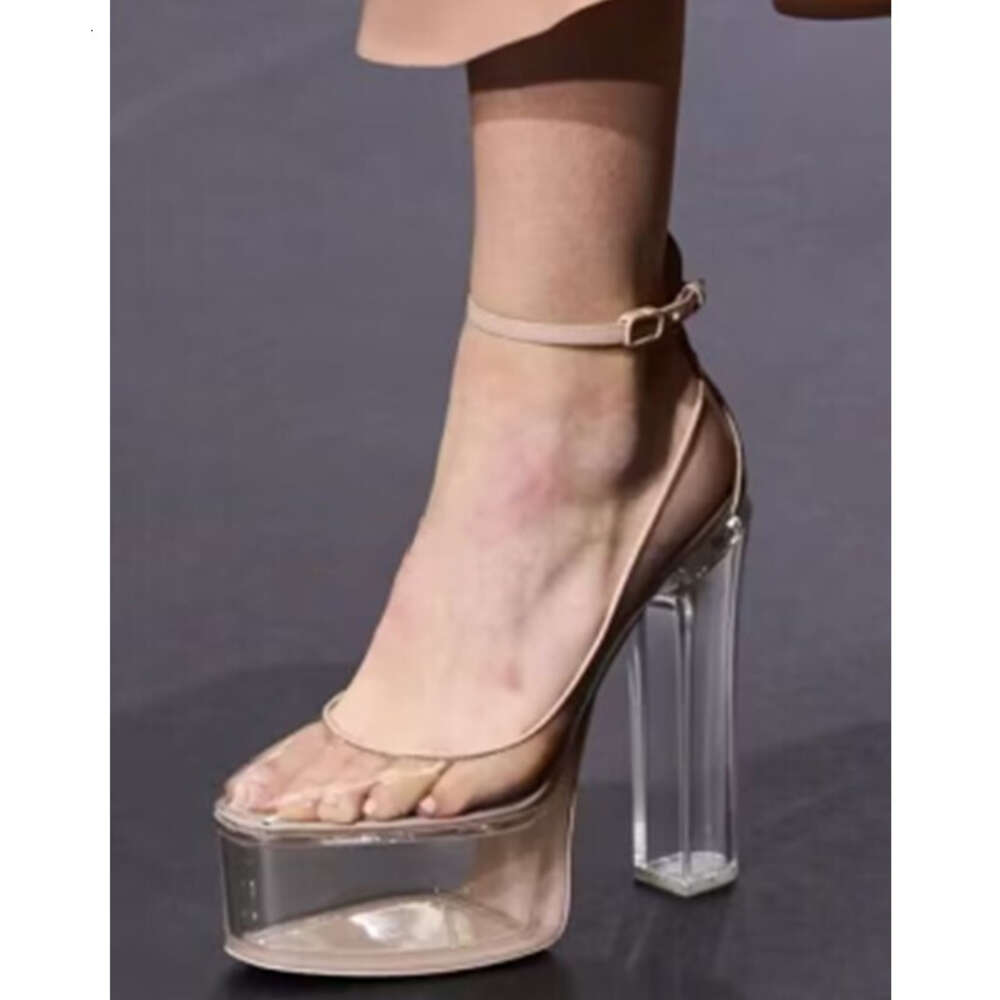 2023 Summer New Fashion Thick Sole Transparent Platform Super High Heels Wedding Party Women's Single Shoes
