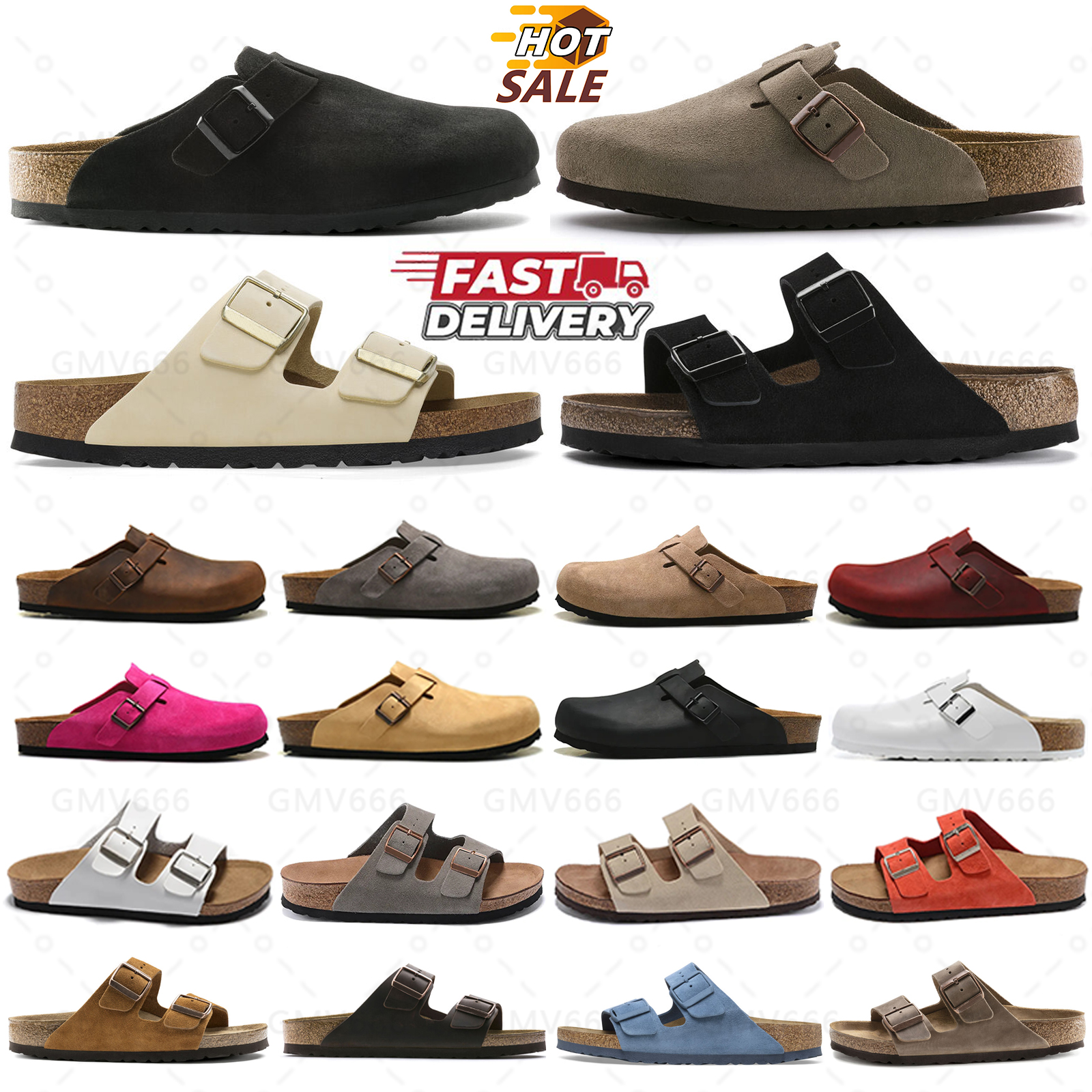 Designer Clogs Sandals Cork Flat Fashion Summer Slipp Leather Slide Favourite Beach Casual Women Men Arizona Mayari