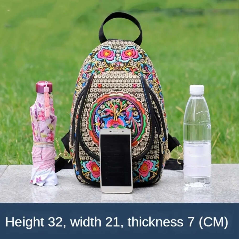 Women's Mini Embroidery Backpack, Backpack With Detachable Strap, Ethnic Style Versatile Multifunction Chest Bag H6.19#24 ddmySept