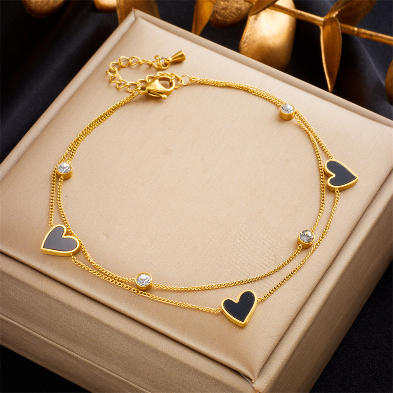 Designer Gold Stackable Anklet Bracelet Designer Crystal Butterfly Love Heart Bead Charm Foot Chain Bracelets for Women Girls Summer Fashion Fine Jewe