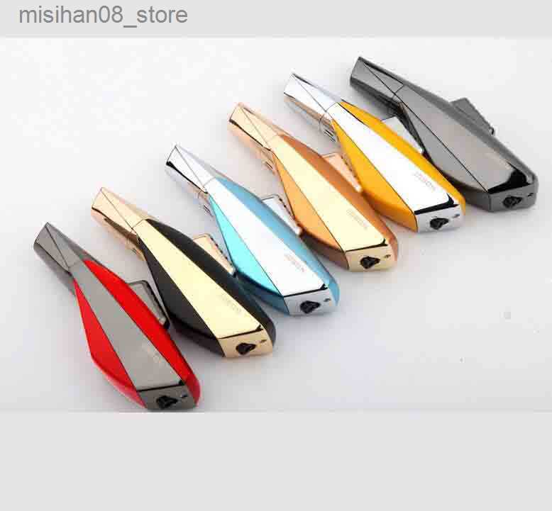 Lighters Latest Yachts Type Torch Jet Inflatable Butane Straight Lighter Windproof No Gas For Camping BBQ Barbecue picnic Cigarette Smoking Kitchen Tool Q240619