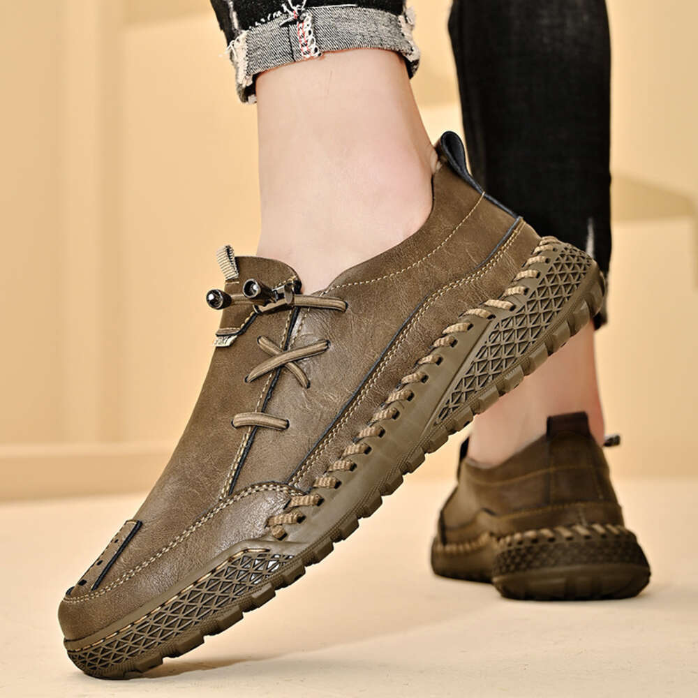 Spring and Autumn Large Casual Leather Fashion Handmade Cover Feet Men's Single Shoes