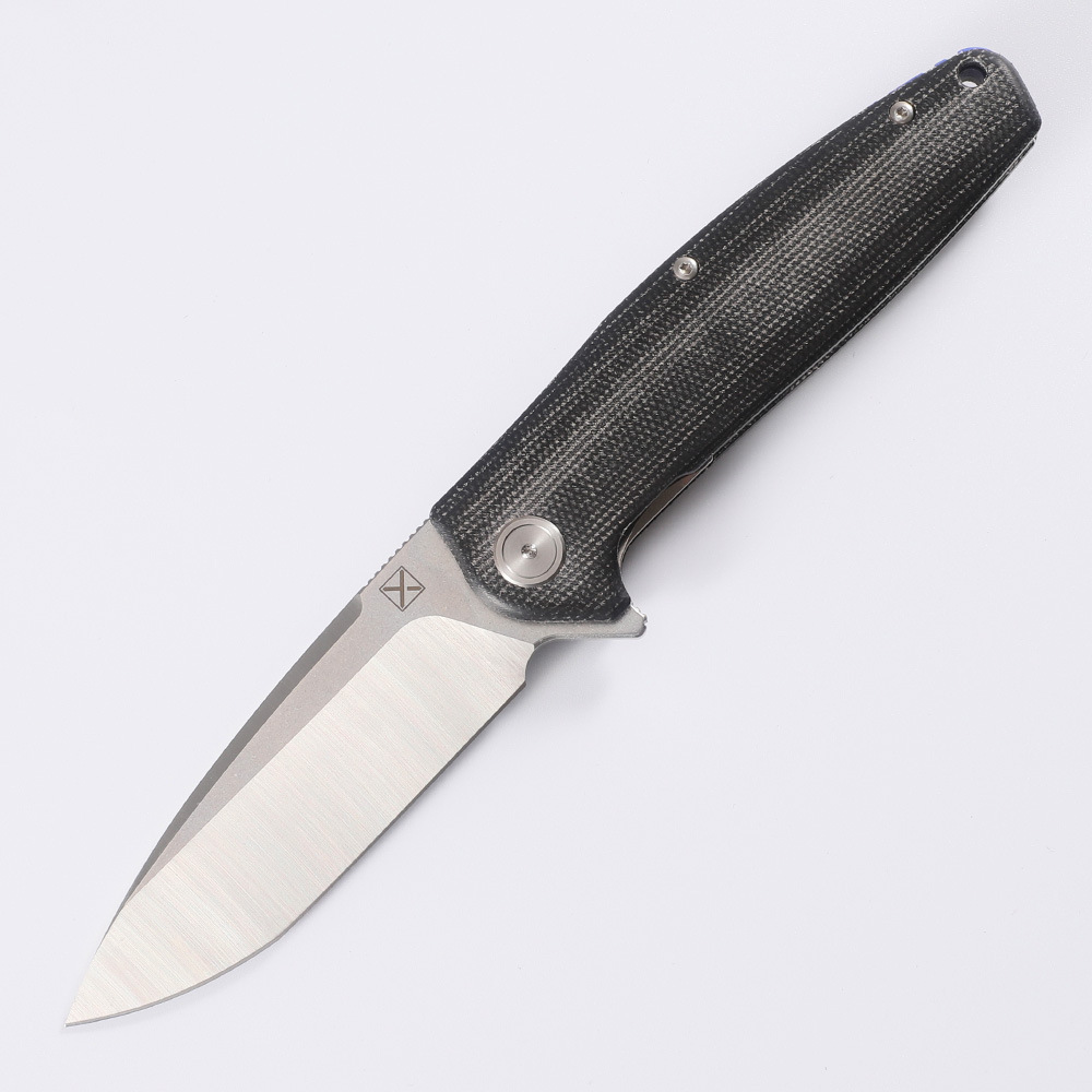 High End Flipper Folding Knife 14C28N Stone Wash Drop Point Blade CNC Micarta Handle Ball Bearing Outdoor Camping Hiking EDC Pocket Knives