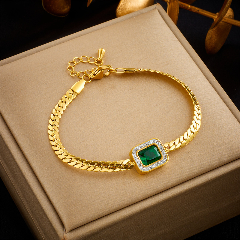 Emerald Cubic Zircon Necklace Bracelet Earrings Designer Jewelry Set Non Tarnish 18k Gold Snake Chain Diamond Collar Choker for Women Fine Luxury Jewe