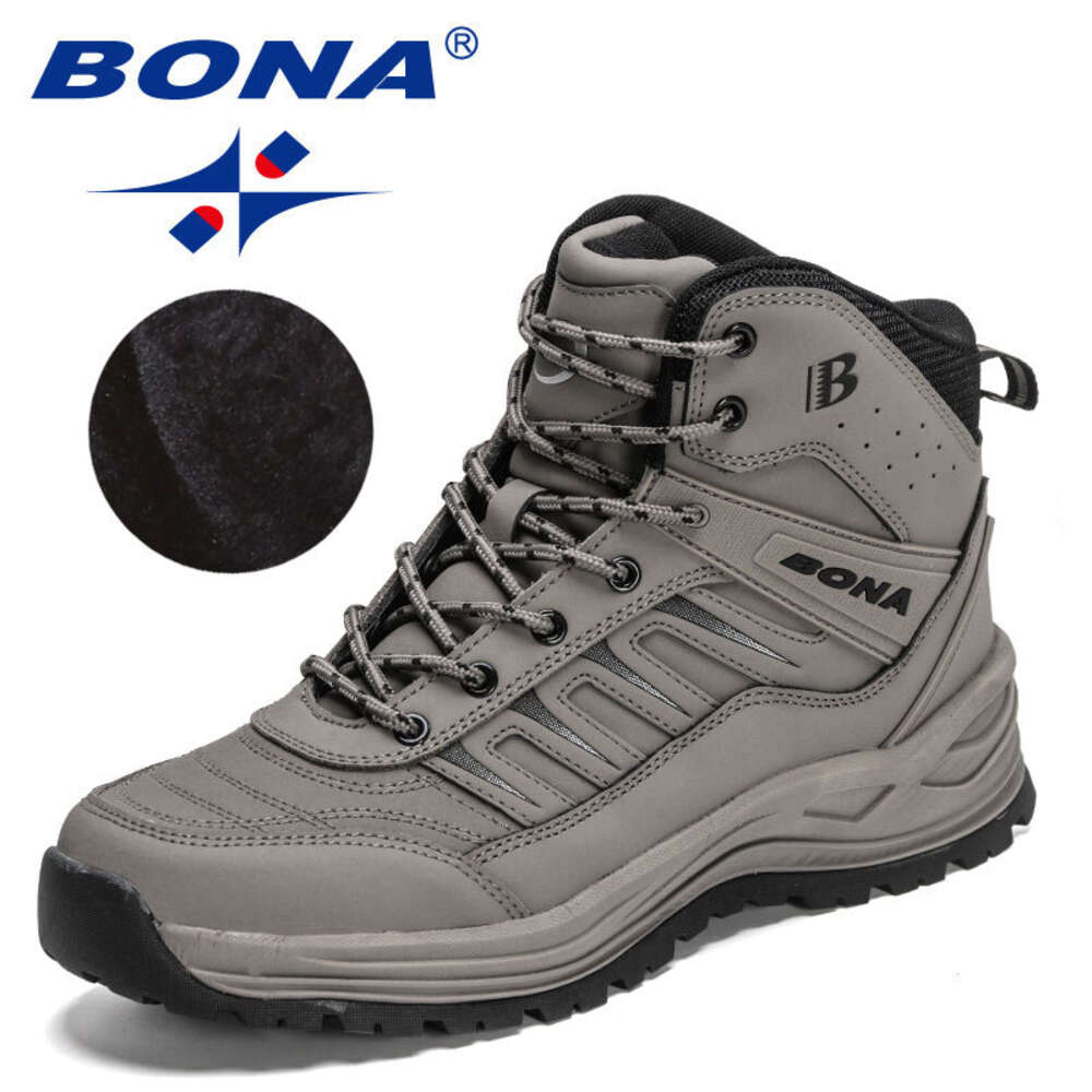 Designers BONA New Winter Snow Men Plush Action Leather Super Warm Ankle Man Outdoor Hiking Boots Mansculino Ddmysaturn