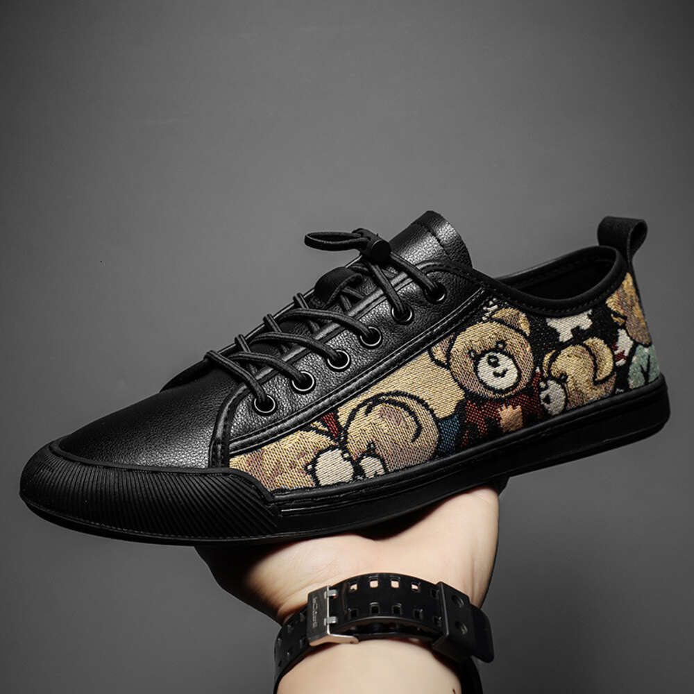 Breathable Lazy Versatile Luxury White Men S Embroidered Little Bear Trendy European Goods Board Shoes Ddmysaturn