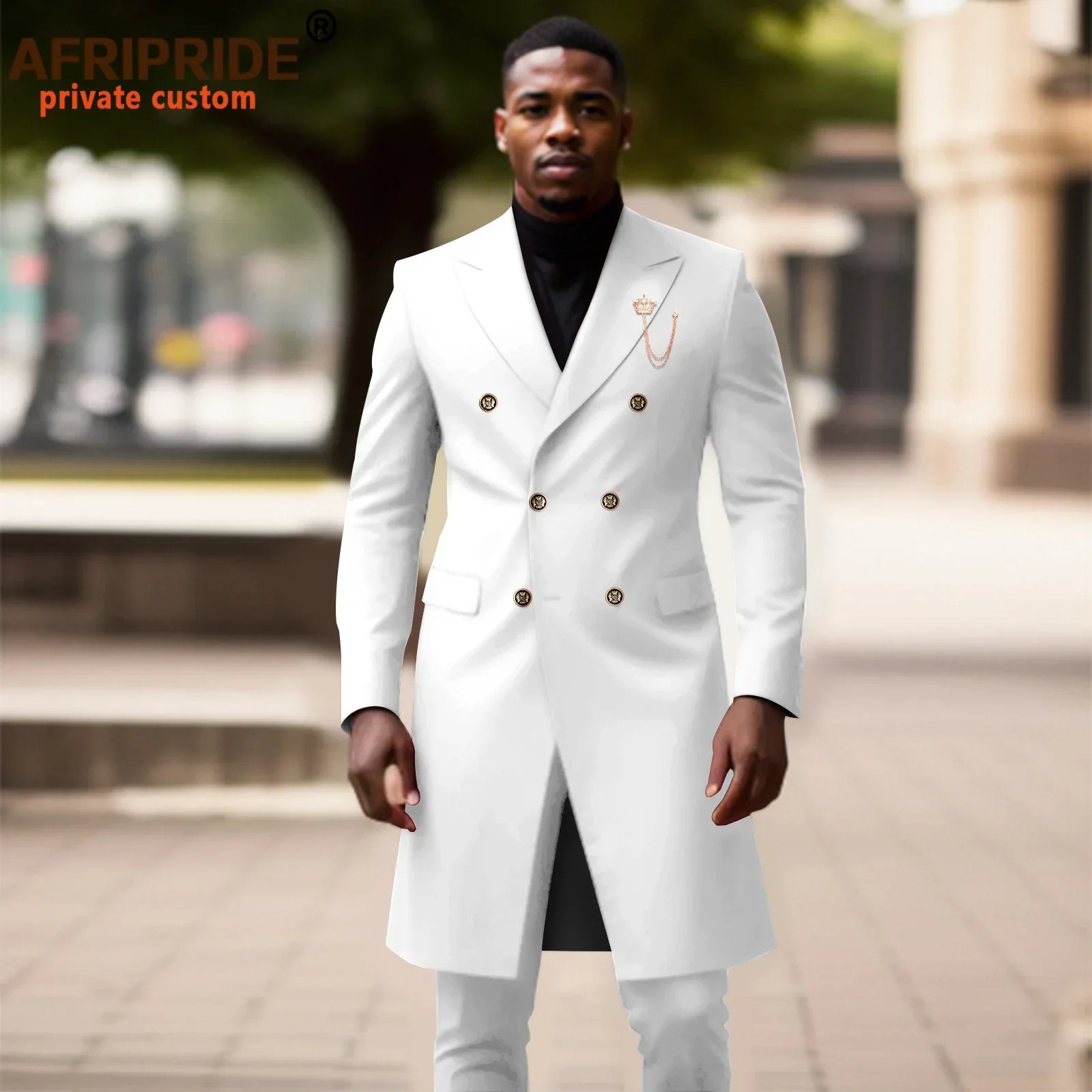 African Suits for Men Double Breasted Full Sleeve Slim Fit Chian Blazer and Trousers Set Dashiki Clothes Formal Outfits A2316080 240618