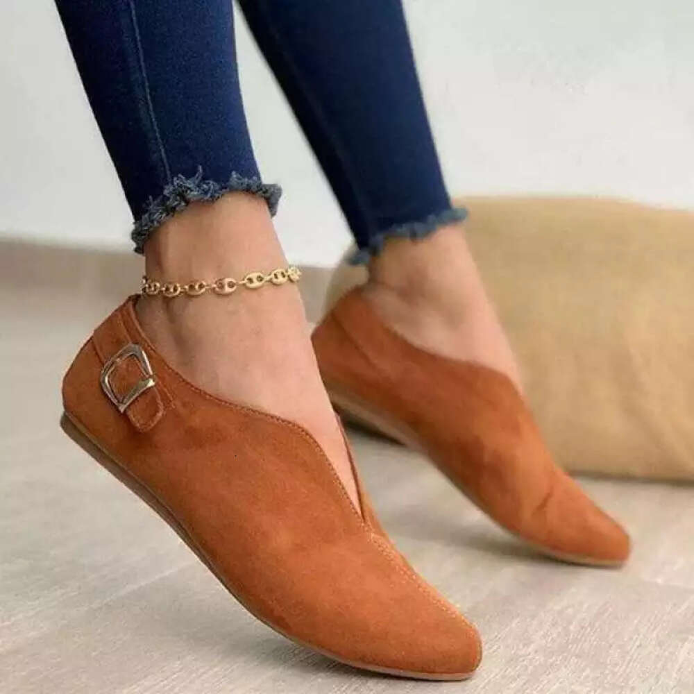 Single Large Size Women S Pointed Desert Fragrant Style Shoes Buckle Flat Bottomed Casual Ddmysaturn