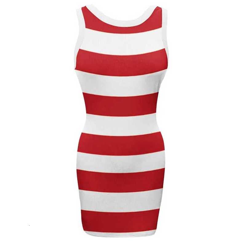 Basic Dresses Summer Sundress Casual Women O-Neck Sleeveless Striped Print Boydcon Dress Slim A-E Mini Stretch Vestidos