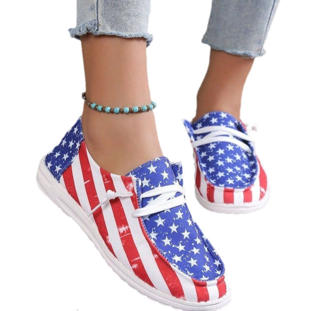 Female Large Size Star Stripe Pattern Casual Single Shoe Us Flag Ddmysaturn