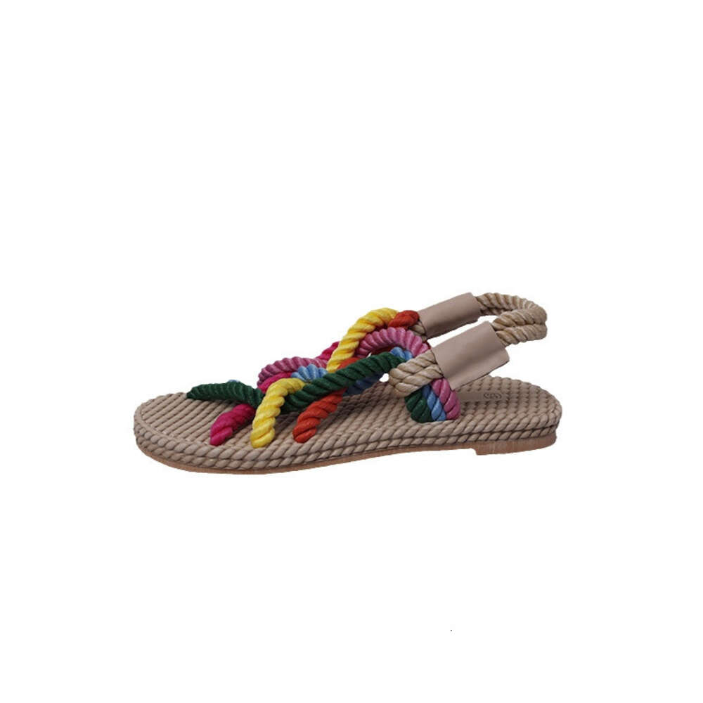 Summer Large Size New Women S Rainbow Dopamine Small Fresh Knitted Rope Sandals Ddmysaturn
