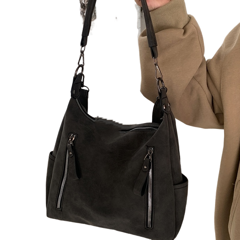 Street trend Maillard retro large capacity bag women's new trendy tote bag niche design texture portable commuting bag