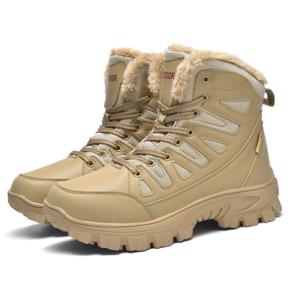 Men S Large Outdoor Leather And Plush Snow Northern Warm Cotton Boots High Top Hiking Shoes Ddmysaturn