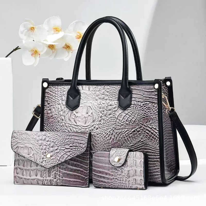 High quality women designer retro multifunctional crocodile pattern single shoulder crossbody handbag with large capacity three piece set mother bag