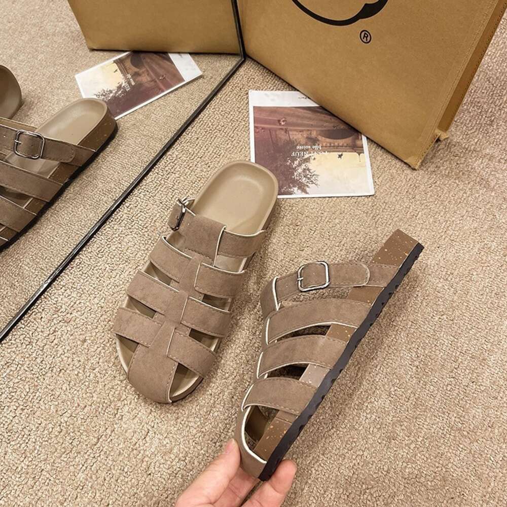 Summer Large Size New Women S Stripe Checkered Buckle Roman Style Bread Thick Sole Slippers Ddmysaturn