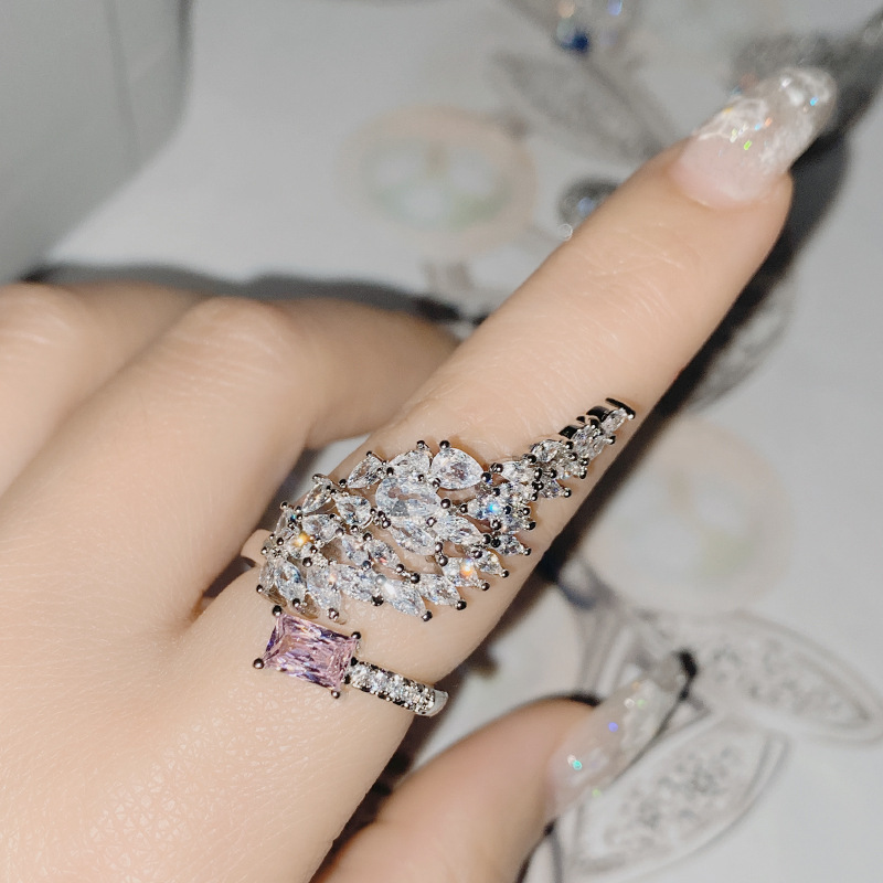 Sterg Marquise White Topaz Ring: Elegant Wedding Band for Women, Sier Sapphire CZ Angel Wing Design, Party & Goddess Style Jewelry Gift