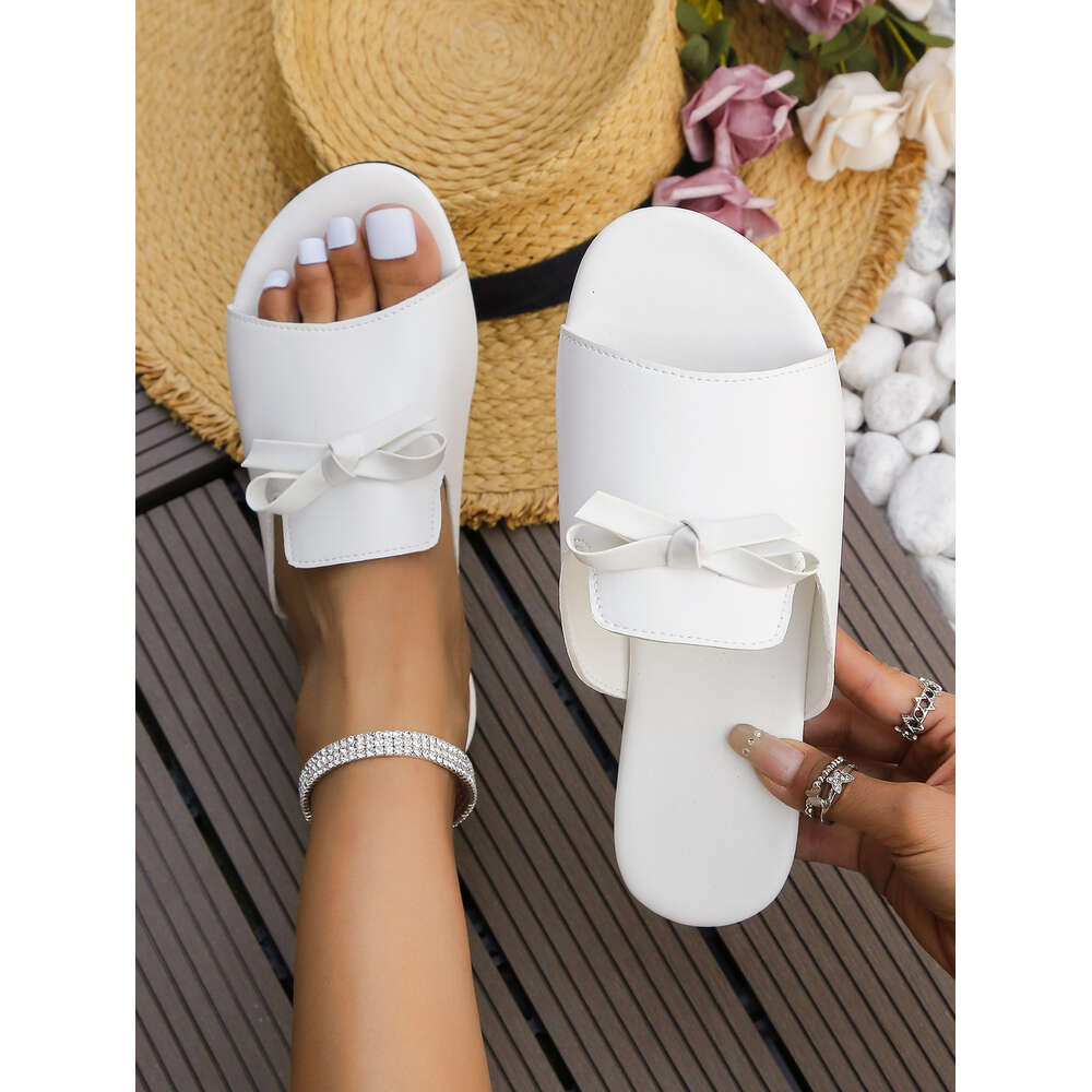 Size Summer Large New One Line Women S Bow Minimalist Fashion Slippers Ddmysaturn