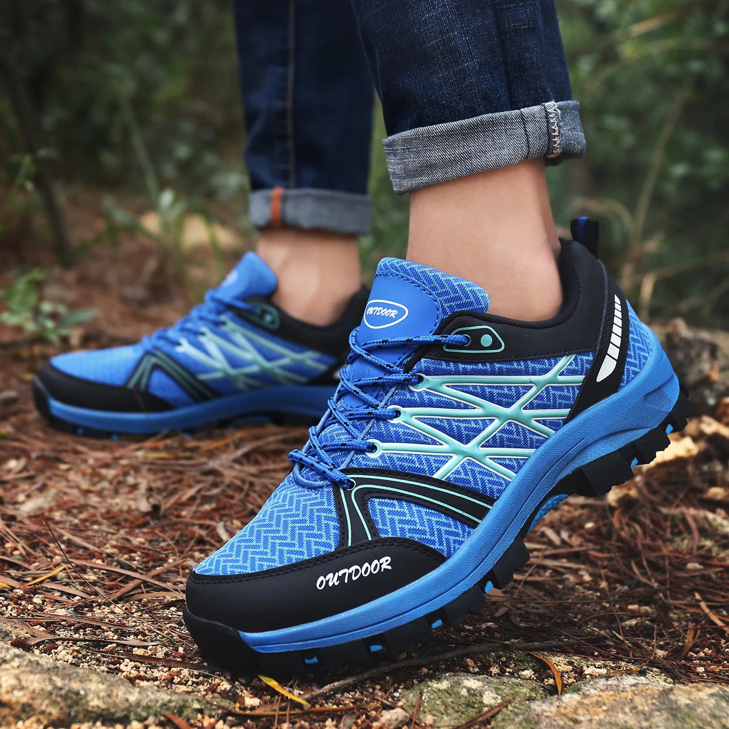 Mens outdoor sports fashionable breathable lace-up low-cut hiking shoes trail running mountain shoes size 39-45 240619