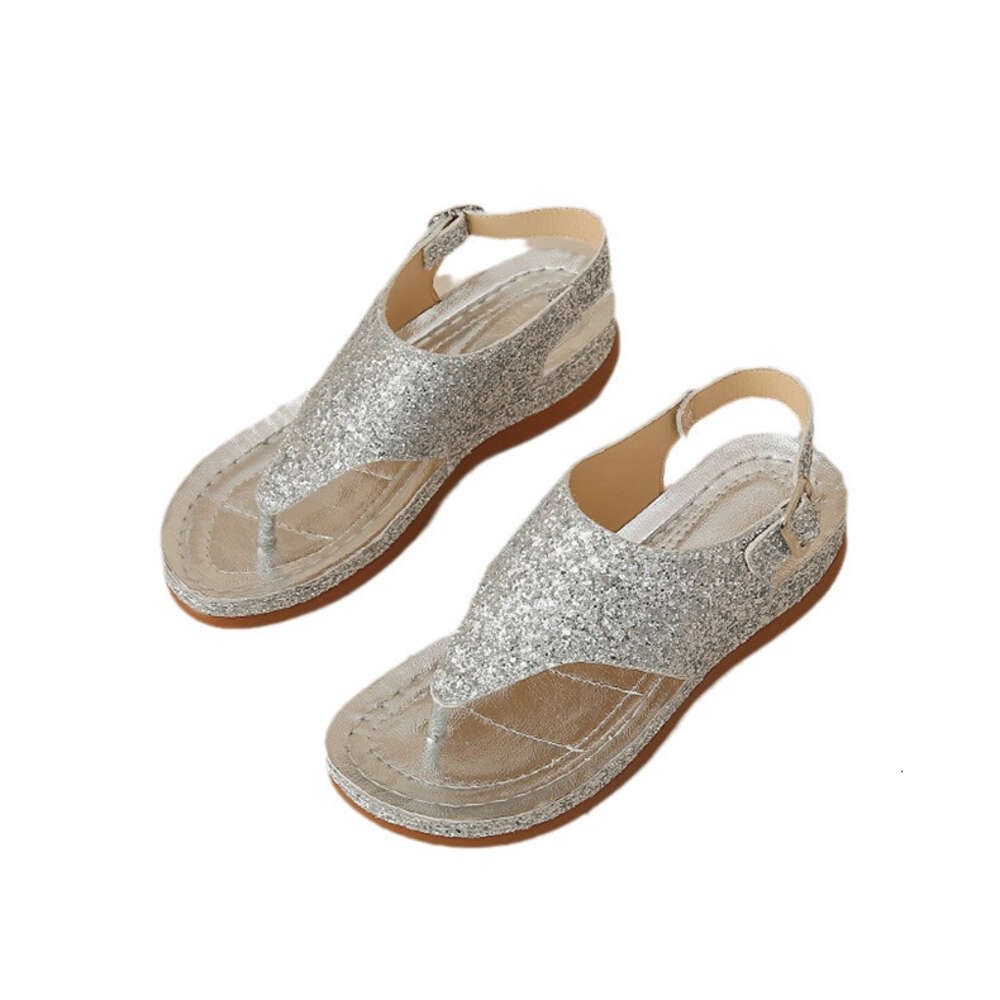 Size For Large Women S Fashion Sequin Clip Toe Buckle With Herringbone Flat Sole Sandals Ddmysaturn