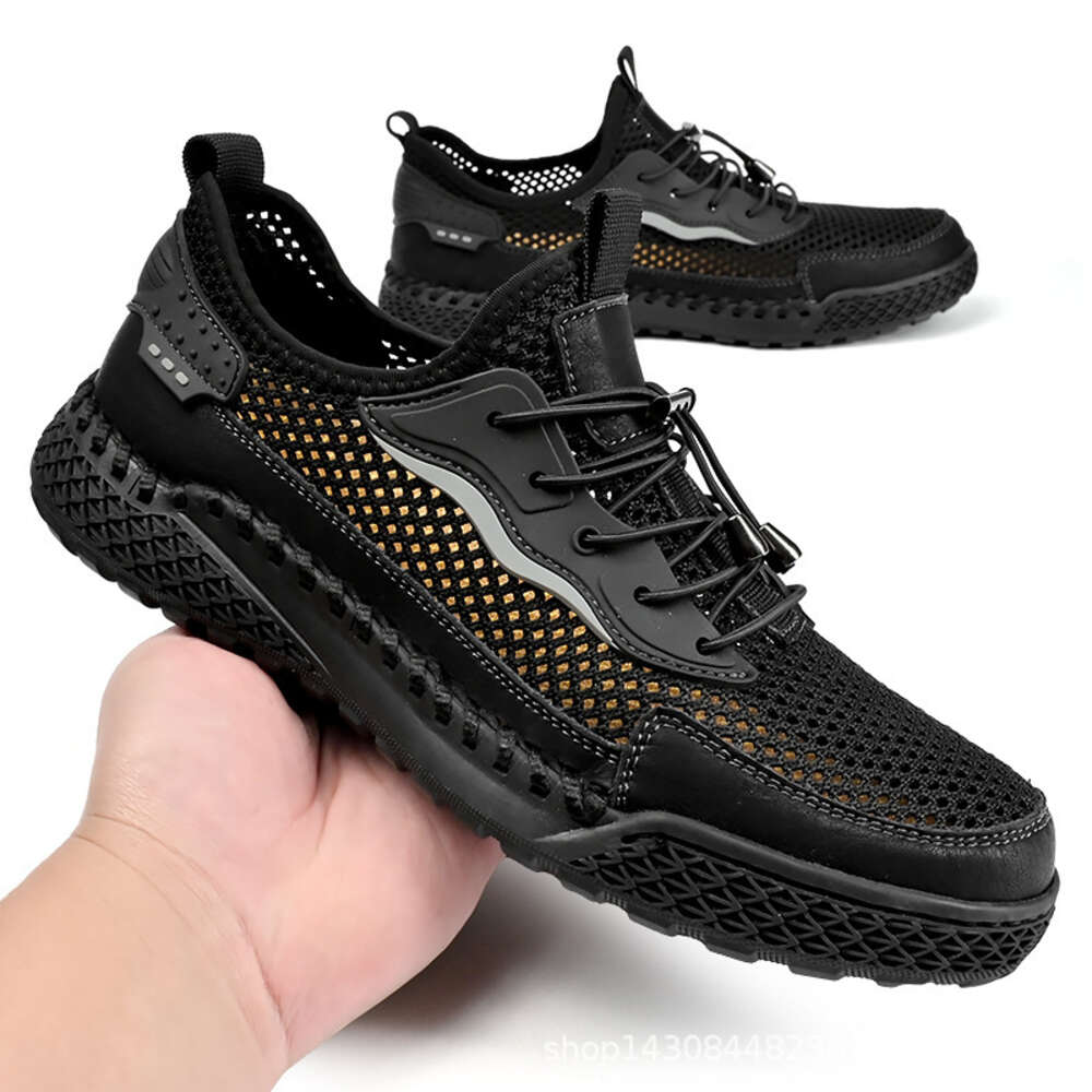 Ddmyoutdoor Italian Cabinet Removal Leak Detection Genuine Leather Flying Woven Sports Men S Mesh Casual Shoes Hollowed Out
