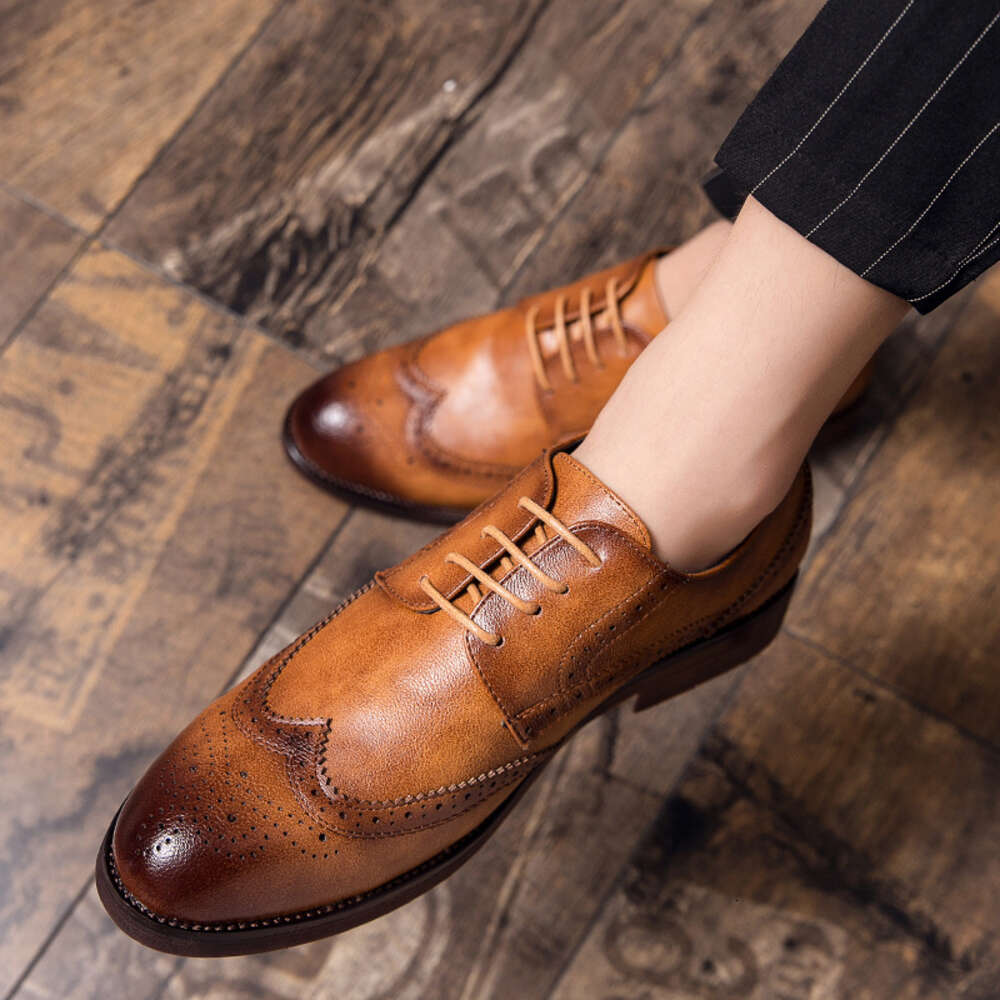 British Oversized Block Carved Leather Breathable Business Casual Shoes Men S Trend Ddmysaturn