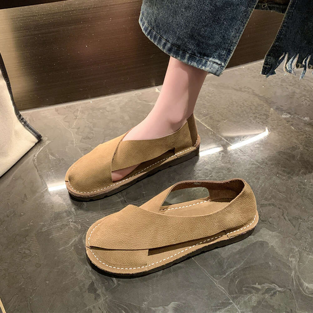 Soft Large New Leather For Women With Round Toe And Shallow Mouth Air Measurement Shoes One Step Lazy Ddmysaturn