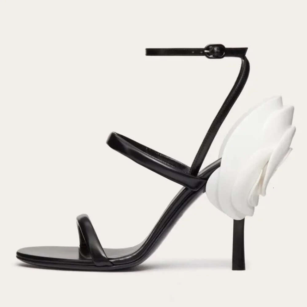 2024 Summer New Slim High Heels Rose Blossom Sandals Fashion Sexy Party Wedding 34-47 Large Women's Shoes