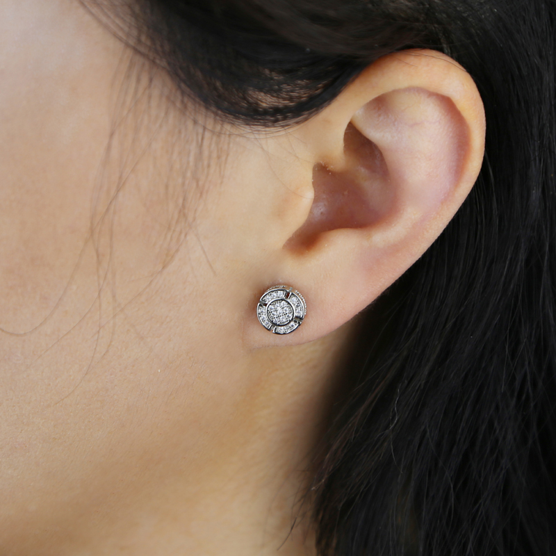 Bg Micro Pave Sparkg Cubic Zirconia Unique Round Square Earrings For Women