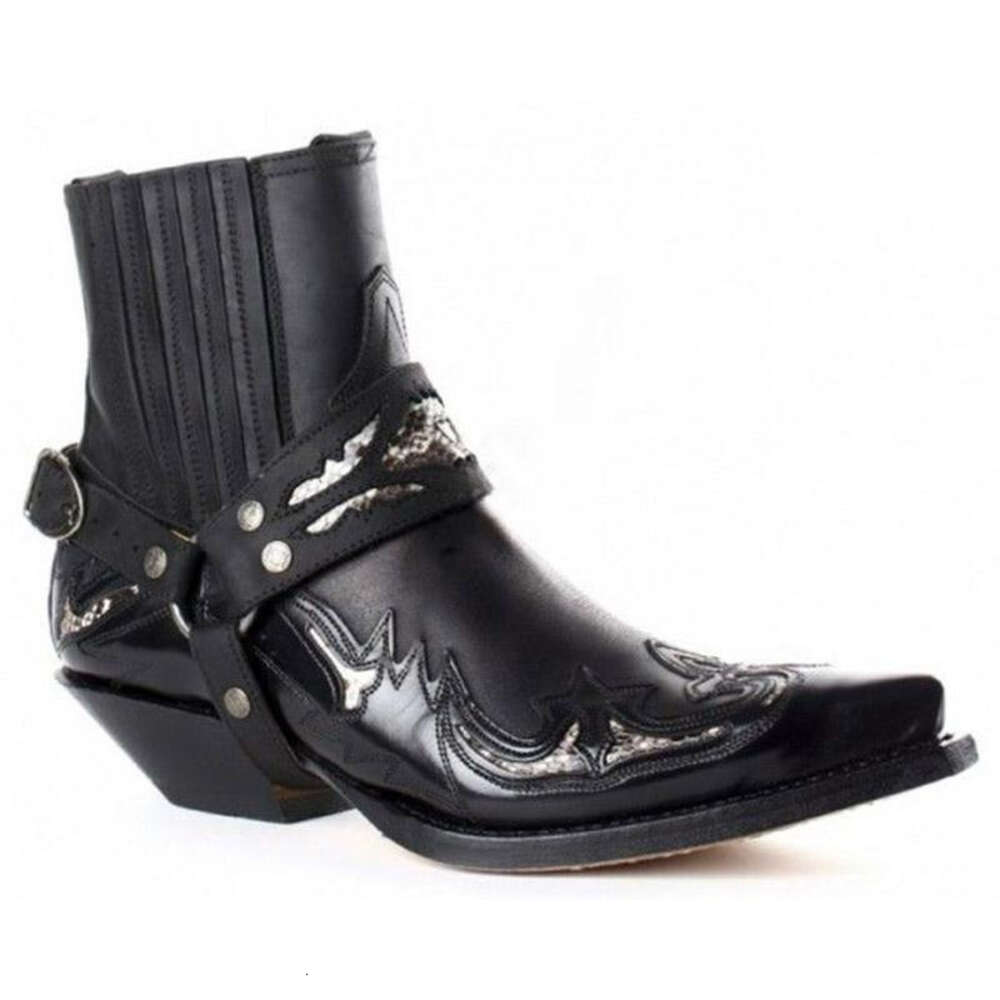 Low Heel Fashion Pointed Burnt Flower Tie Knight Chelsea Men S Boots Large Ddmysaturn