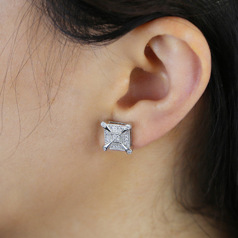 Bg Micro Pave Sparkg Cubic Zirconia Unique Round Square Earrings For Women