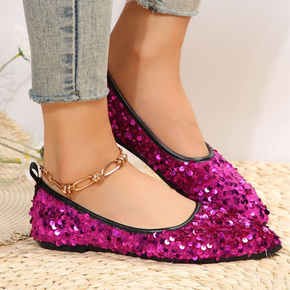 Oversized Flat Spring Shoes For Women S Fashion Backless Sequins Casual Single Shoe Blinding Ddmysaturn