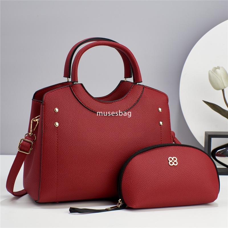 Designer Women's High Quality Quantum Mother Bag Korean Style Atmosphere Two Piece Set Practical Litchi Pattern Large Capacity Single Shoulder Cr