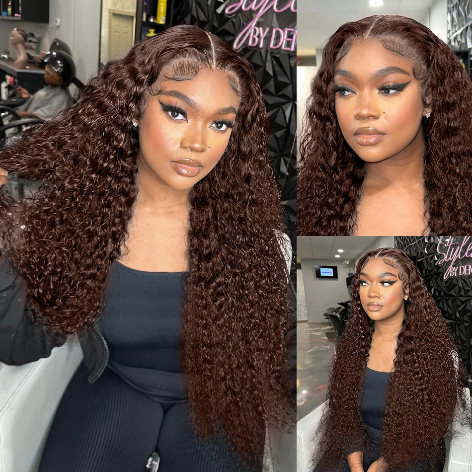 200 Density 30 Inch Highlight Honey Brown Curly HD Lace Front Human Hair 13x4 13x6 Ombre Color Deep Water Wave Frontal Wigs