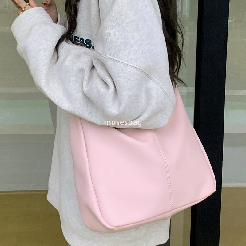 High end niche design large capacity, pink student class leisure commuting tote large bag new casual versatile one shoulder crossbody bag for women