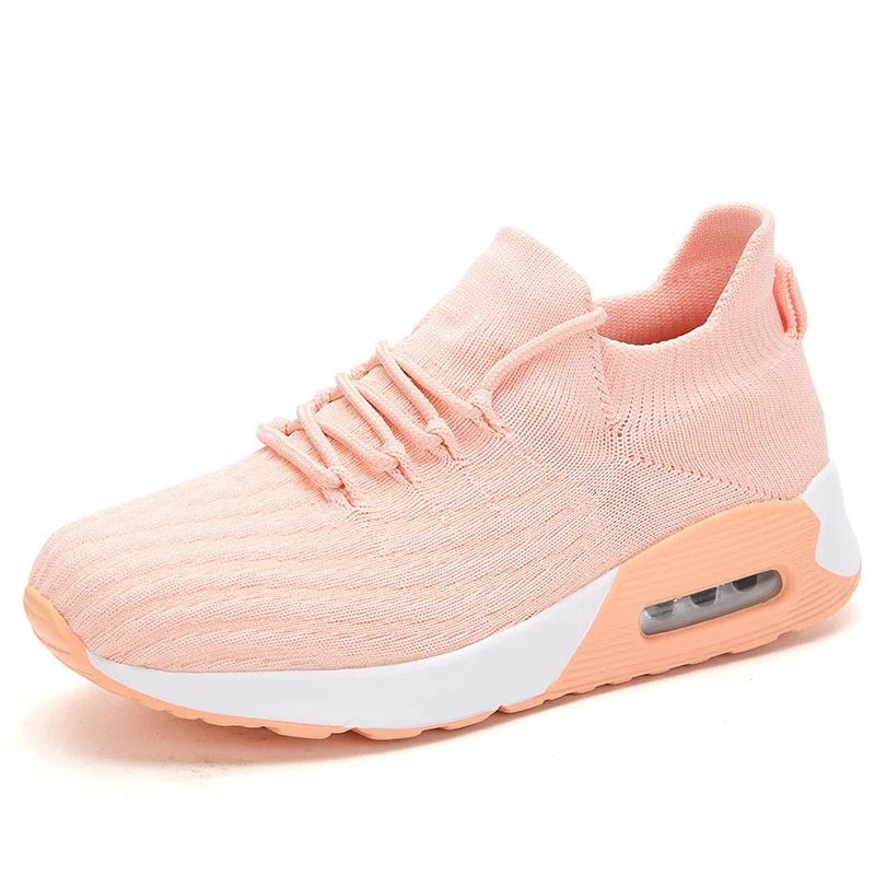 Sneakers Girls Flat Running Woman Outdoor Breathable Knit Upper Soc Lightweight Athletic Chunky Shoes Lace Up Platform