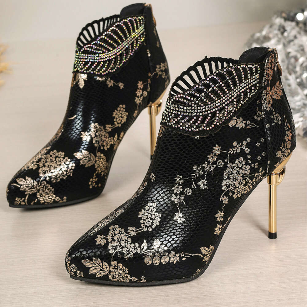 Women Large Summer S China Chic Plum Blossom Pointed Short Boots With Thin Heels Ddmysaturn