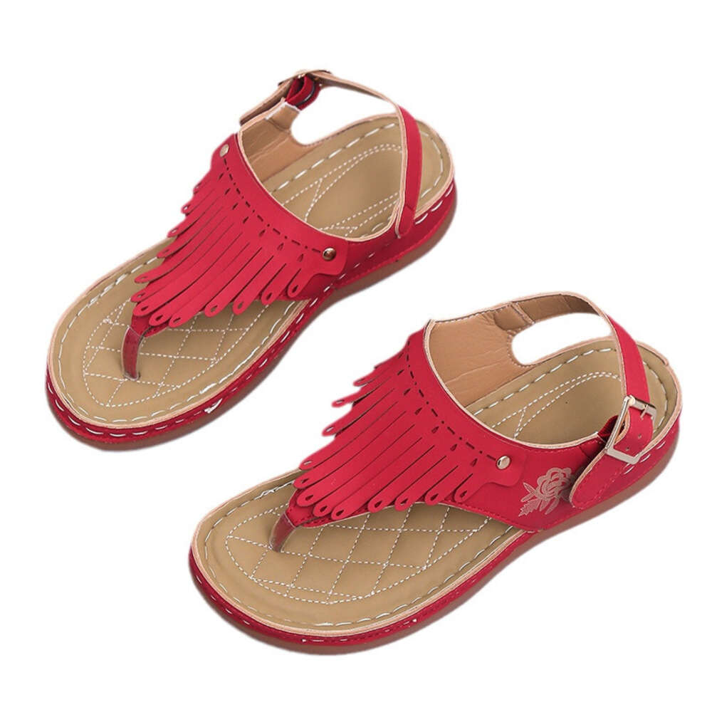 Women Large Size S Tassel Clip Toe Flat Sandals Roman Sandals Ddmysaturn