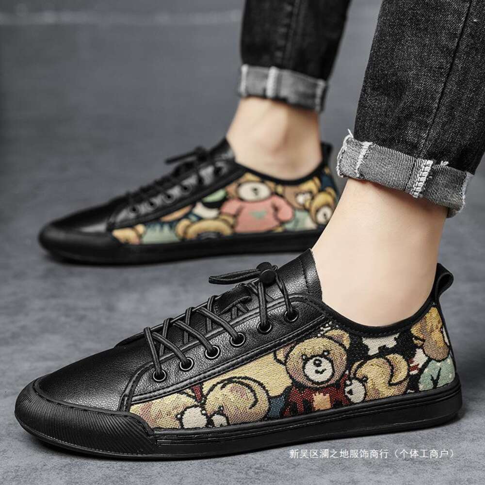 Breathable Lazy Versatile Luxury White Men S Embroidered Little Bear Trendy European Goods Board Shoes Ddmysaturn