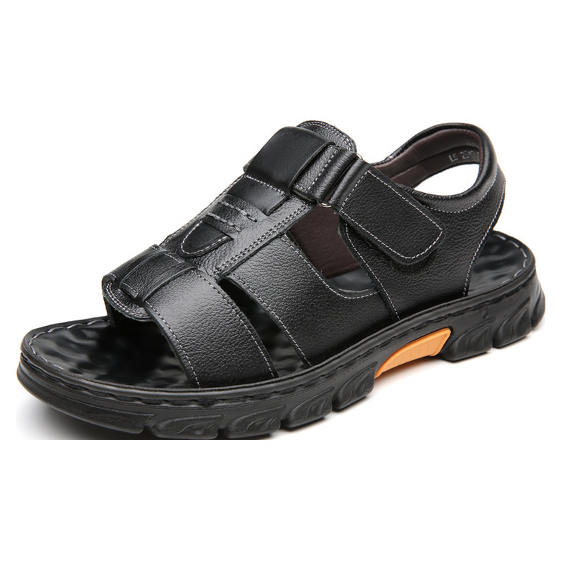 Breathable Lightweight Leather Slides | Soft Cushion Men's Beach Sandals dh910320090