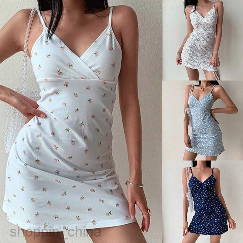 Basic Casual Dresses Y2k Vintage Floral Cross Camis Dress Women Slim Sleeveless V-Neck Summer Sexy Cute Backless Party Black Mini Dresses Woman Cloth