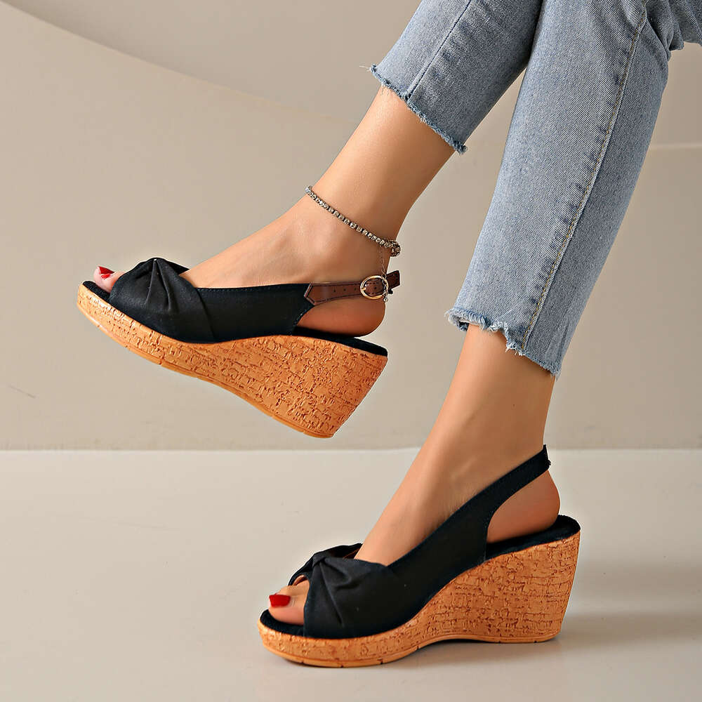 Size Summer Large New Sandals Women S Casual Buckle Wooden Roman Slope High Heels Ddmysaturn